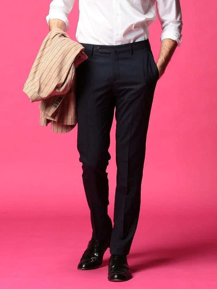 PT TORINO (ピーティートリノ) ウール混 無地 ノータック ロングパンツ PTCOVS01CUBMZ65 ブランド