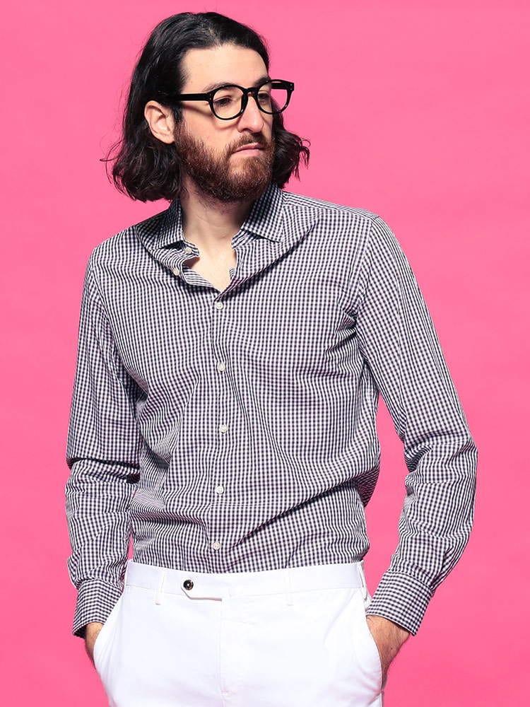 GUY ROVER (ギローバー) 綿100％ ギンガムチェック 長袖 シャツ GRV2510L511233