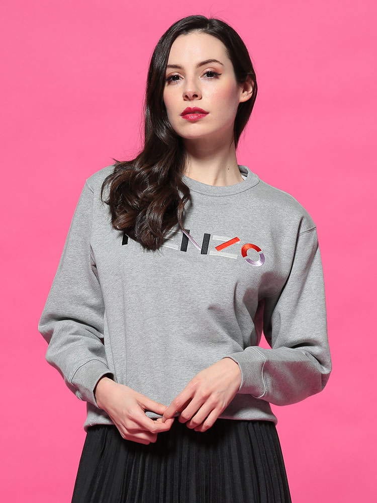 KENZO (ケンゾー) 裏起毛 クラシックカラー ロゴ刺繍 クルーネック スウェット トレーナー KZLFA62SW8204MO