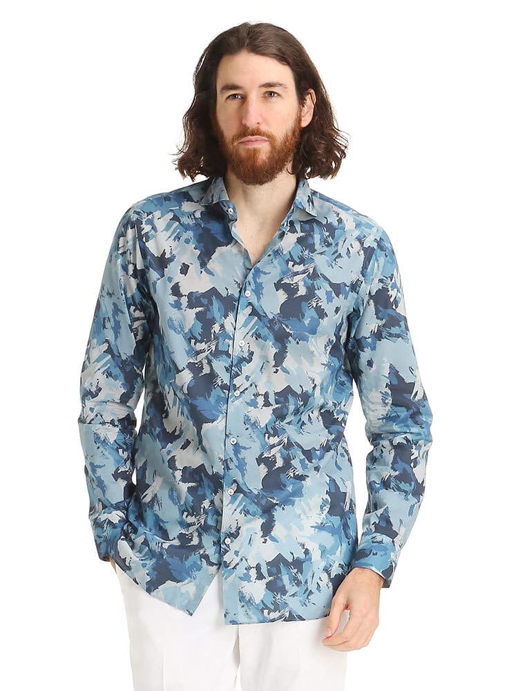 Gabriele Pasini (ガブリエレ パジーニ) プリント総柄 ホリゾンタルカラー 長袖 シャツ GP17GENOGP1722