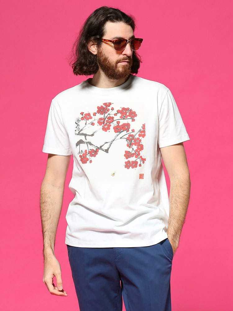 LARDINI (ラルディーニ) 和プリント クルーネック 半袖 Tシャツ LDLTMC3656059 ブランド