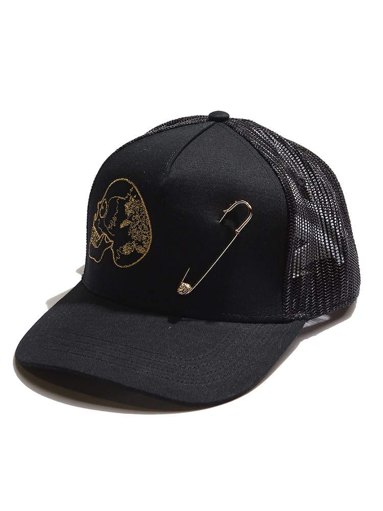 Gabriele Pasini (ガブリエレ パジーニ) ピン付き スカル刺繍 メッシュ切り替え キャップ GP17HATGP1737