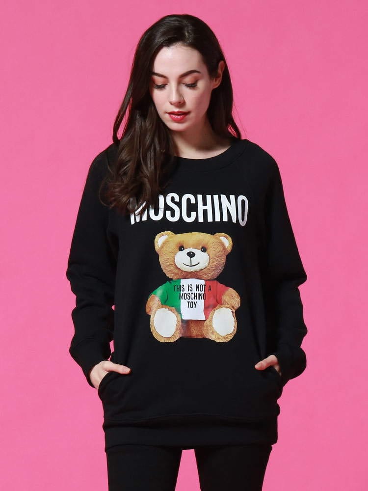 MOSCHINO (モスキーノ) ITALYベア ロゴプリント クルーネック 長袖 スウェット トレーナー MHL1710