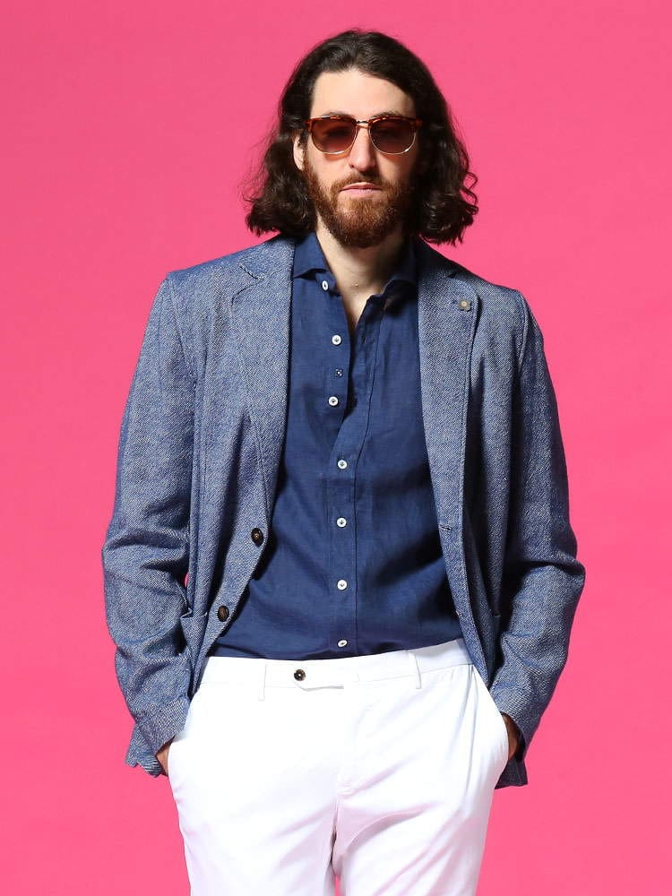 LARDINI (ラルディーニ) 綿麻 デニムルック シングル 2ツ釦 ジャケット LDAMAELC1393 ブランド