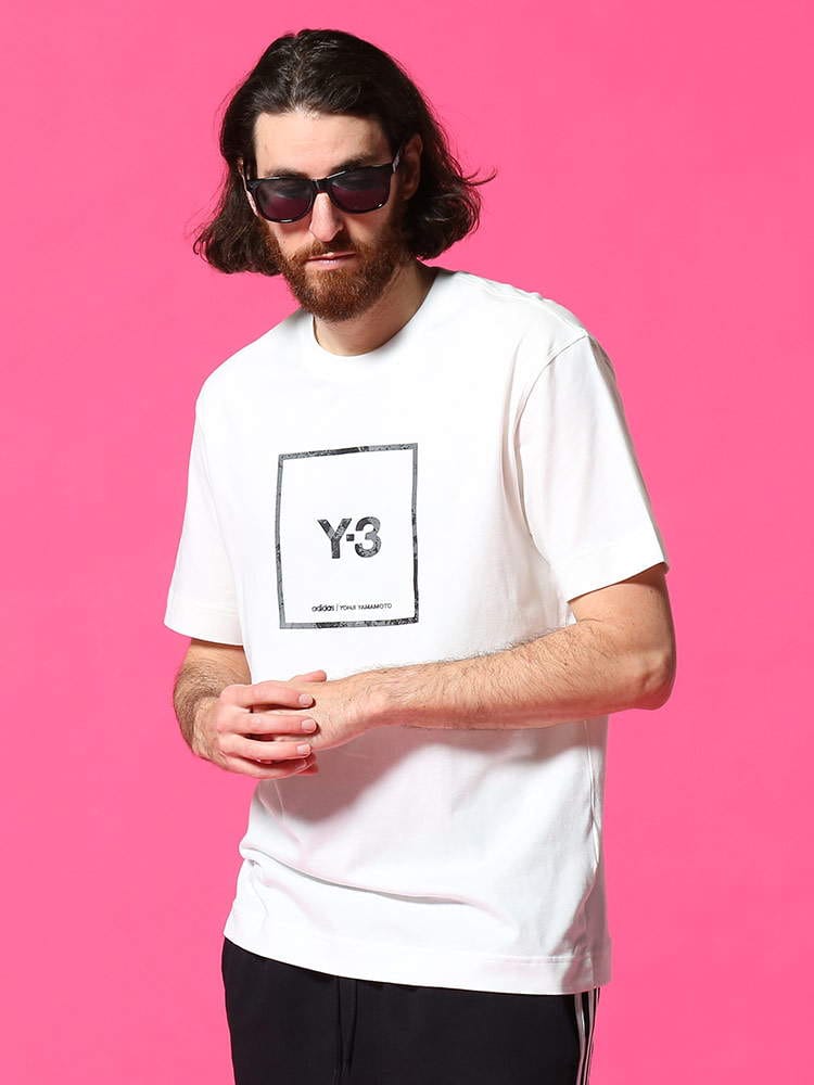 Y-3 (ワイスリー) BOXロゴ クルーネック 半袖 Tシャツ REFLECTIVE SQUARE WHITE Y3GV6061