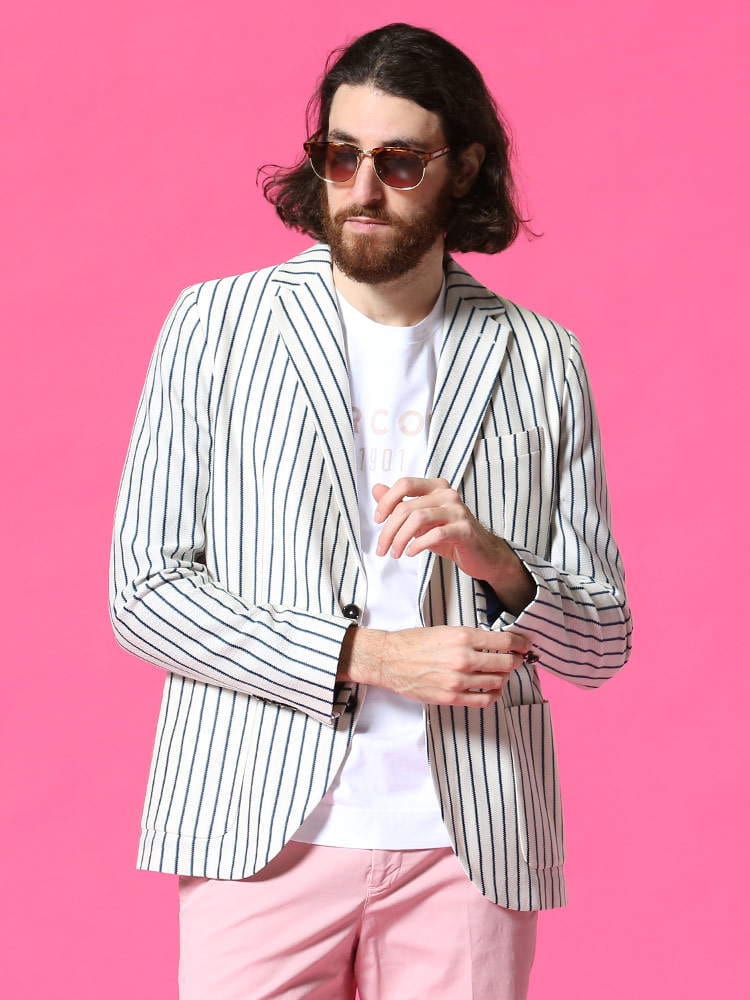 CIRCOLO 1901 (チルコロ1901) ストライプ シングル 2ツ釦 ニット ジャケット CICN3098 ブランド