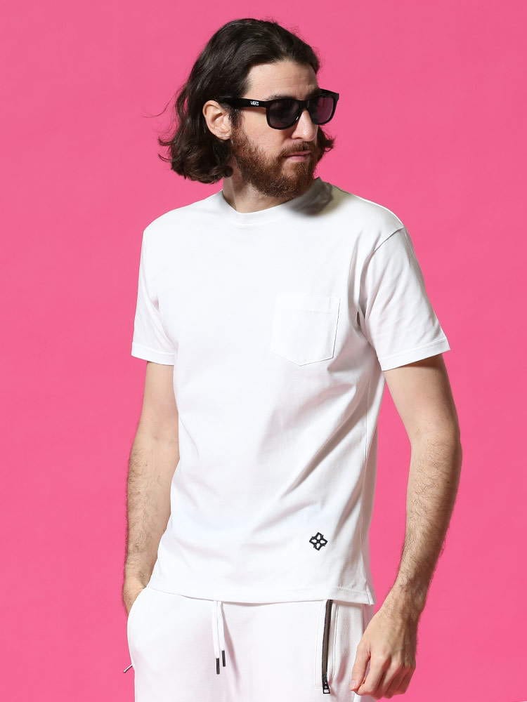 TAGLIATORE (タリアトーレ) ワンポイント ポケット付き クルーネック 半袖 Tシャツ TGJEFFREYFUE21