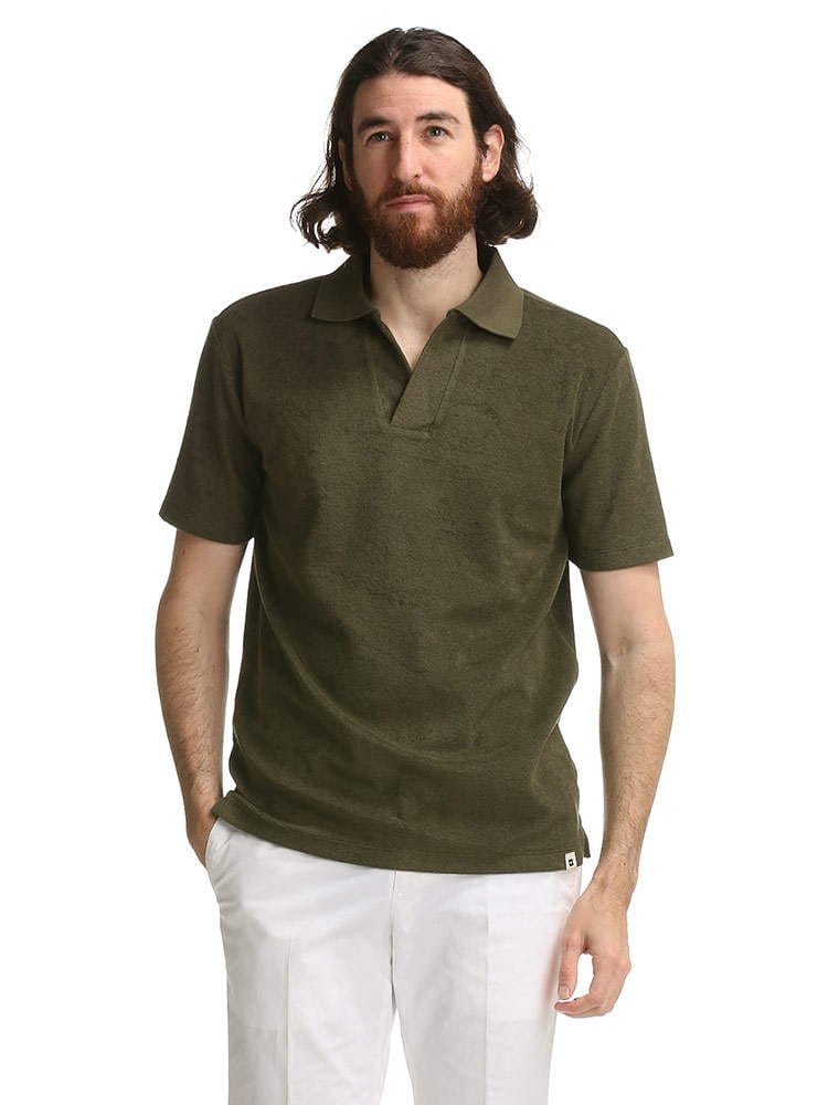 LARDINI (ラルディーニ) 無地 パイル地 スキッパー 半袖 ポロシャツ LDLPMC53EL56057