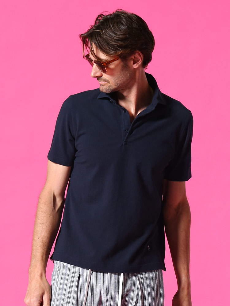 GUY ROVER (ギローバー) 綿100％ 無地 ホリゾンタルカラー 半袖 ポロシャツ GRPC435511500