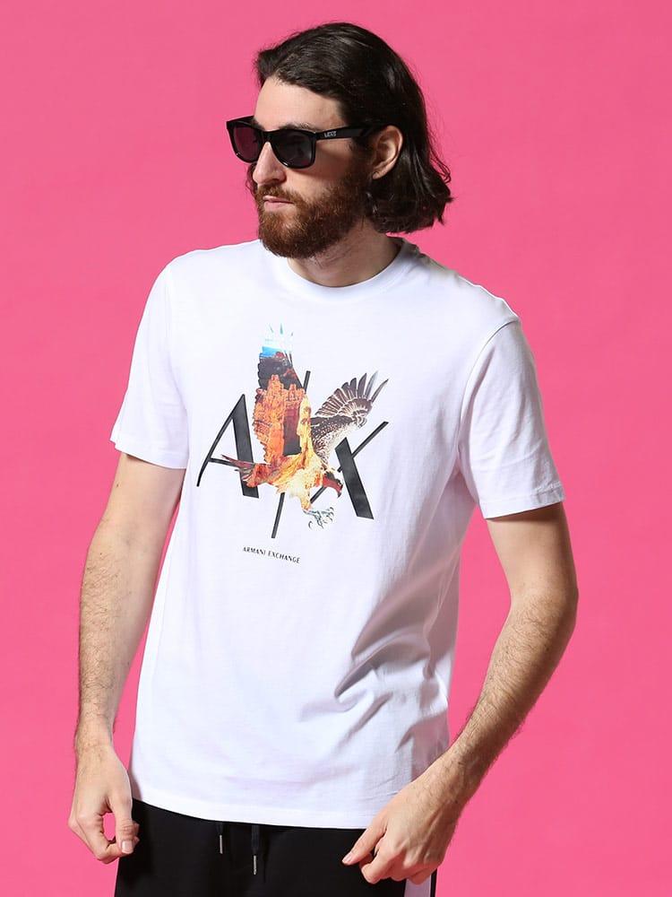 ARMANI EXCHANGE (アルマーニエクスチェンジ) イーグルプリント クルーネック 半袖 Tシャツ AE3KZTNEZJH4Z