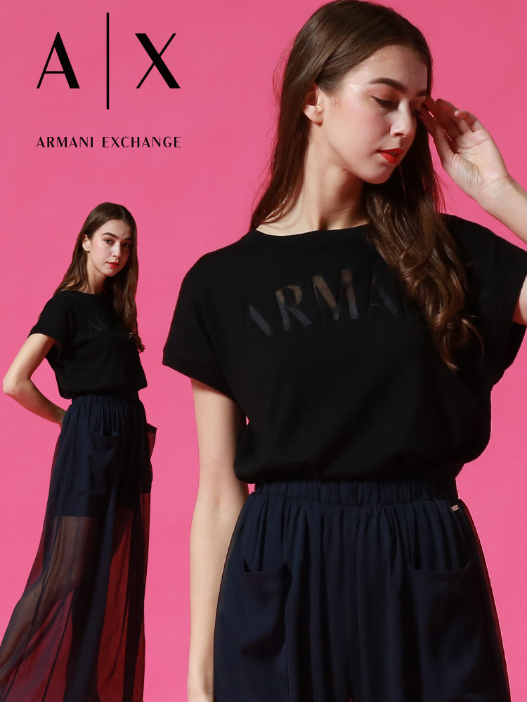 ARMANI EXCHANGE (アルマーニ エクスチェンジ) ロゴシースルー クルーネック 半袖 ニット Tシャツ A【サカゼン公式通販】