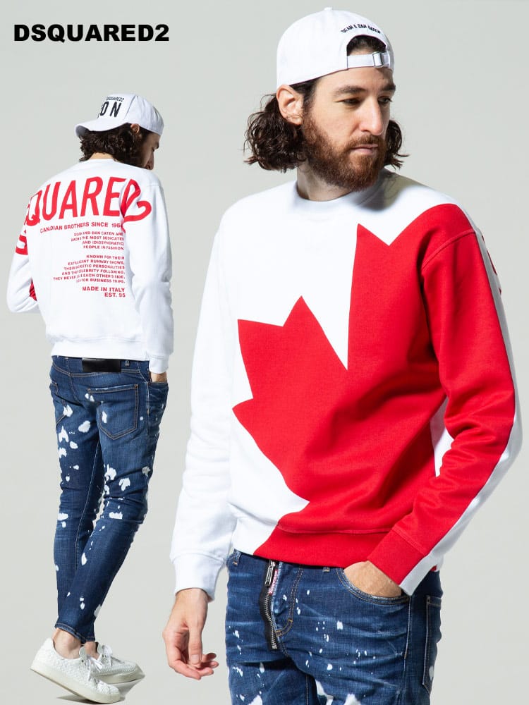 DSQUARED2 (ディースクエアード) 裏起毛 BIGリーフ トレーナー D2GU0517S25042 メンズ スウェット