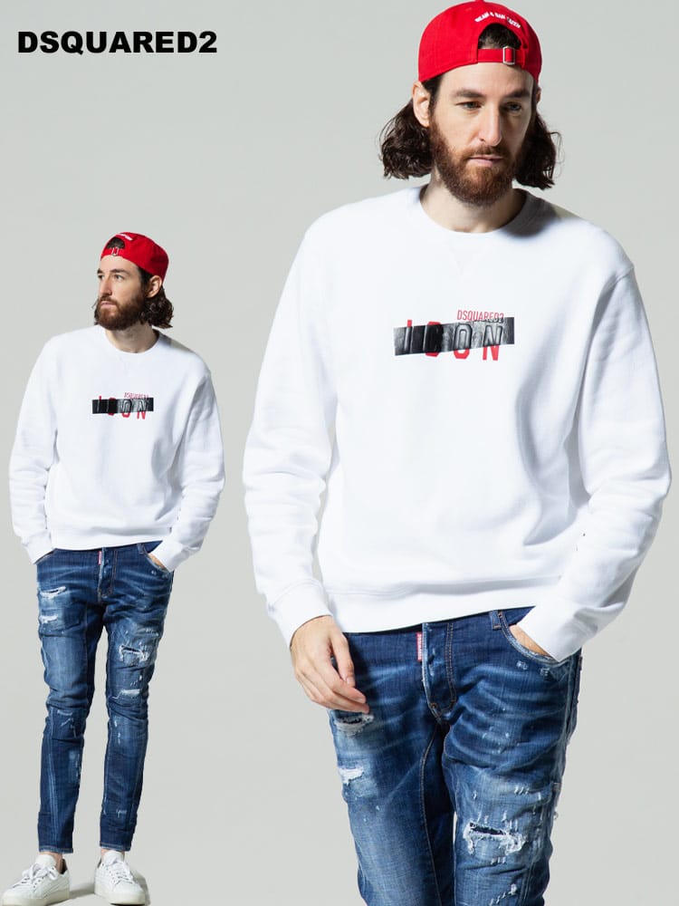 DSQUARED2 (ディースクエアード) 裏起毛 ICONテープ トレーナー D2GU0048S25042 メンズ スウェット