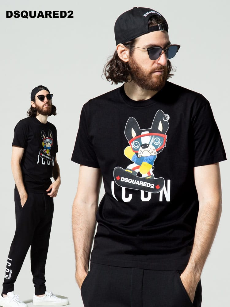 DSQUARED2 (ディースクエアード) ICONドッグ クルーネック 半袖 Tシャツ D2GC0033S23009