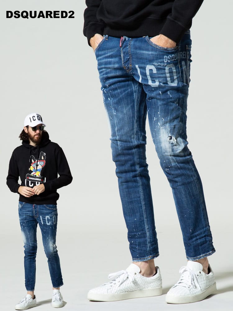 DSQUARED2 (ディースクエアード) サイドICON ダメージ ボタンフライ ジーンズ D2LA0033S30342