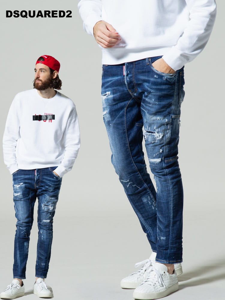 DSQUARED2 (ディースクエアード) ダメージ ボタンフライ ジーンズ TIDYBIKER D2LB0960S30342