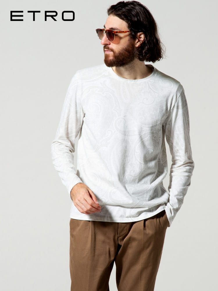 ETRO (エトロ) ペイズリー柄 クルーネック 長袖 Tシャツ ET1Y0949670 ブランド