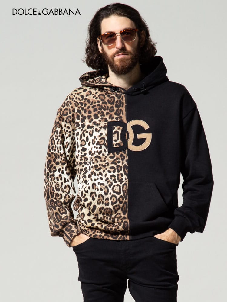DOLCE & GABBANA (ドルチェ＆ガッバーナ) 切り替え レオパード プルオーバー パーカー DGG9VQ4ZFU7DU メンズ スウェット
