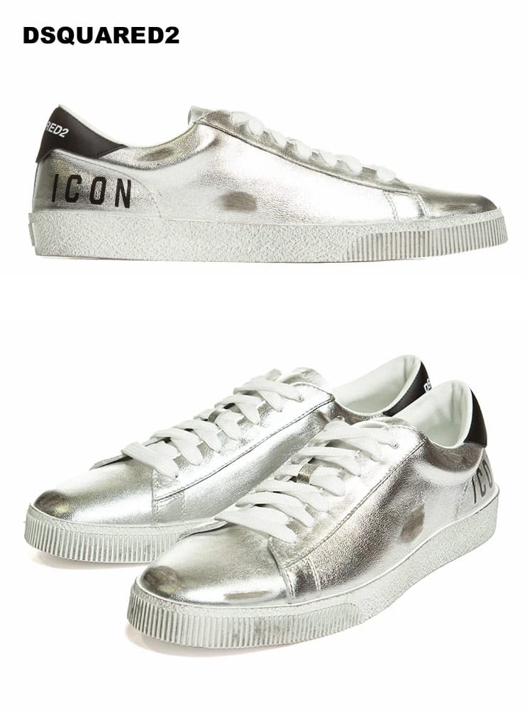 DSQUARED2 (ディースクエアード) ICONプリント メタリック ローカットスニーカー D2SNM0187177026