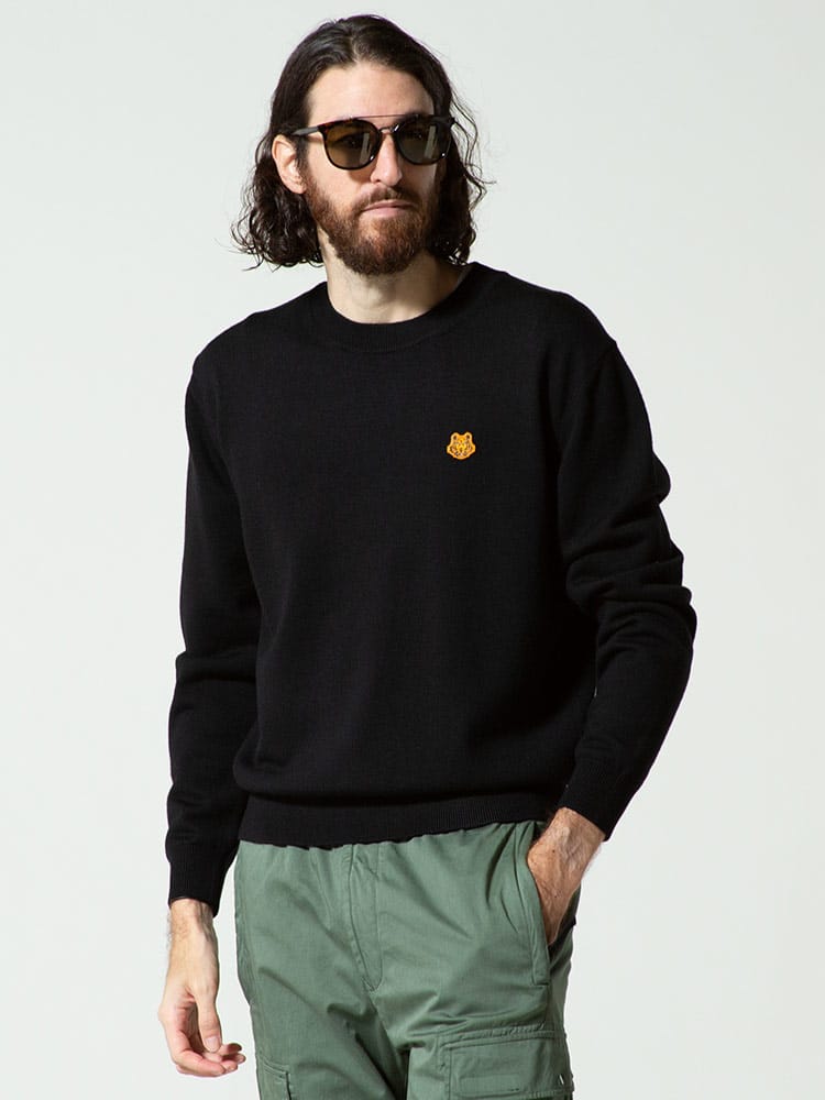 KENZO (ケンゾー) ワンポイント タイガー クルーネック ニット KZFB65PU6423TA