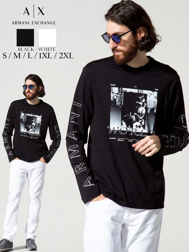 ARMANI EXCHANGE (アルマーニエクスチェンジ) 袖ロゴ クルーネック 長袖 Tシャツ AE6KZTFJZJBVZ