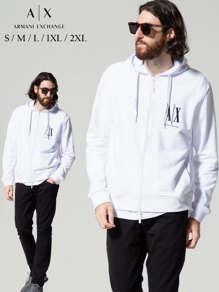 ARMANI EXCHANGE (アルマーニエクスチェンジ) ロゴ刺繍 フルジップ スウェット パーカー AE8NZMPPZJ1ZZ メンズ