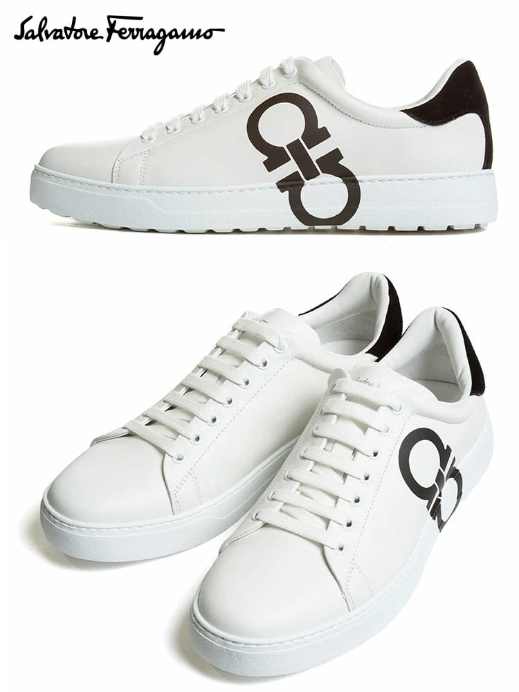 Salvatore Ferragamo (サルヴァトーレ フェラガモ) ガンチーニプリント レースアップ レザー ローカットスニーカー FG020489747213
