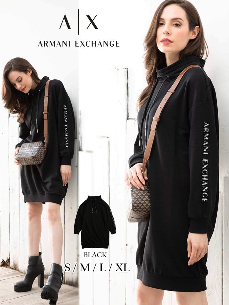 ARMANI EXCHANGE (アルマーニ エクスチェンジ) ビーズロゴ ロング プルオーバー スウェット AEL6KYA78YJ6PZ レディース ロゴ