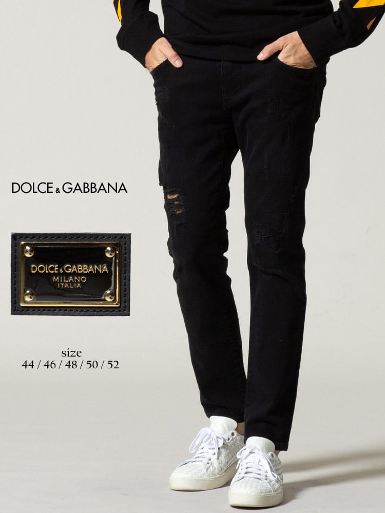 Dolce & Gabbana (ドルチェ&ガッバーナ) ダメージ加工 ジップフライ ブラック ジーンズ DGGYC4LDG8EH7