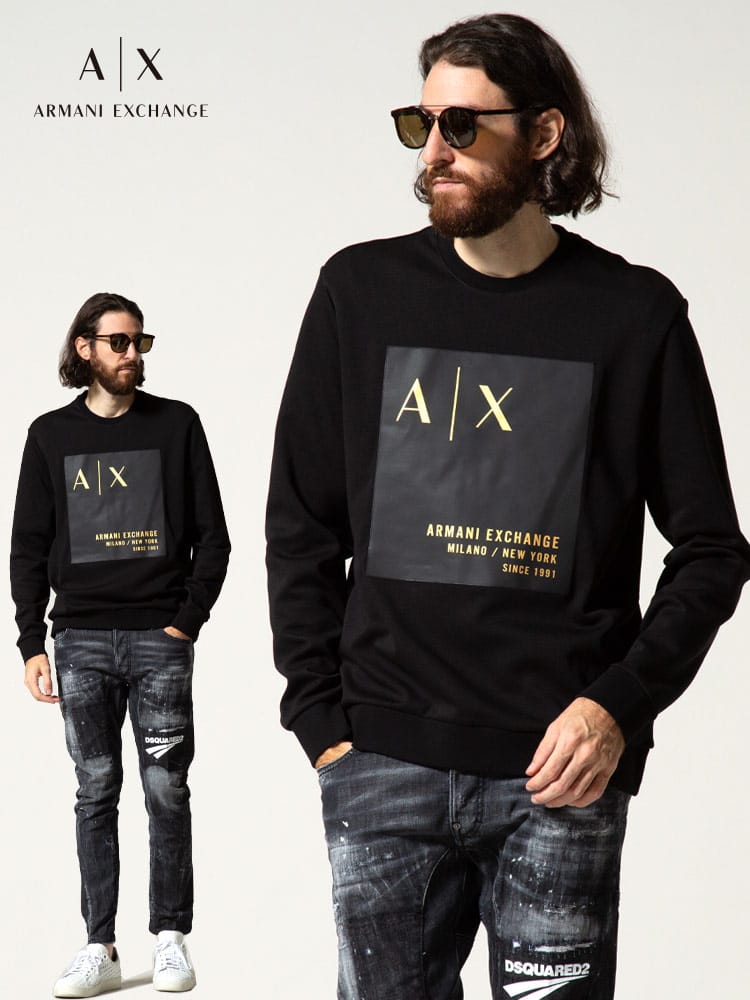 ARMANI EXCHANGE (アルマーニエクスチェンジ) ロゴプリント クルーネック トレーナー AE6KZMDBZJ6PZ メンズ スウェット
