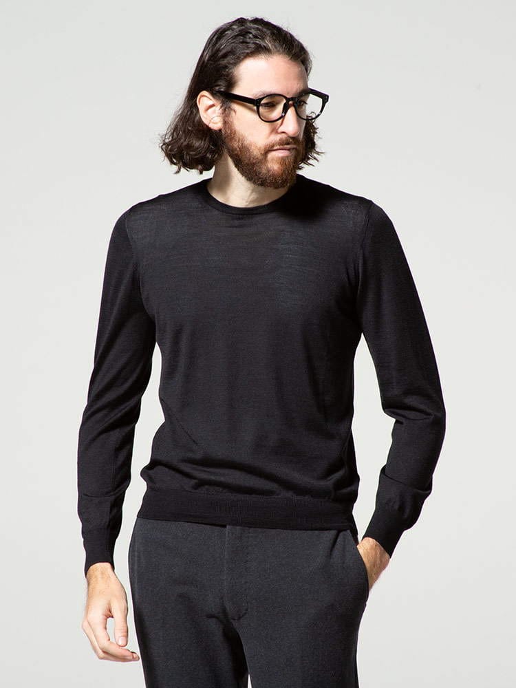 TAGLIATORE (タリアトーレ) シルク混 無地 クルーネック ニット TGLLS567GSI2113