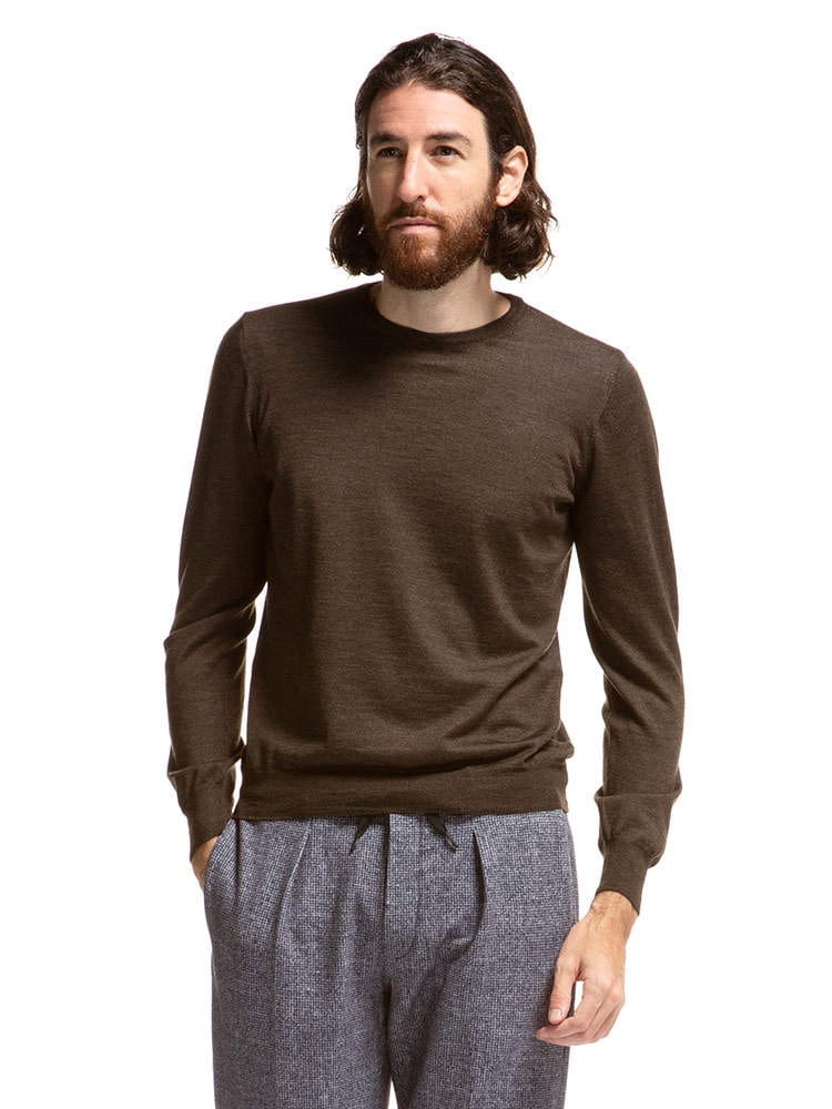 TAGLIATORE (タリアトーレ) シルク混 無地 クルーネック ニット TGLLS567GSI2113