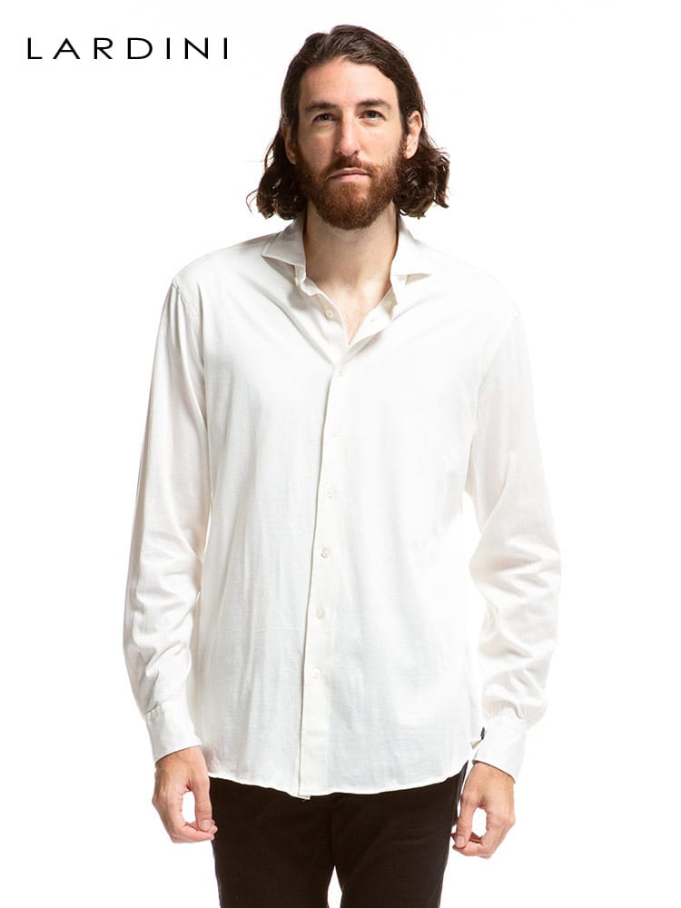 LARDINI (ラルディーニ) ストレッチコットン 無地 ホリゾンタルカラー 長袖 シャツ LDJONNYIPC1448 ブランド