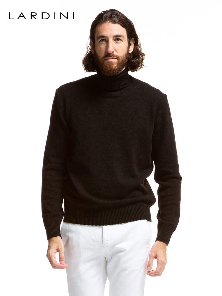 LARDINI (ラルディーニ) カシミヤ混 無地 タートルネック 長袖 ニット LDMML211IP57058 ブランド