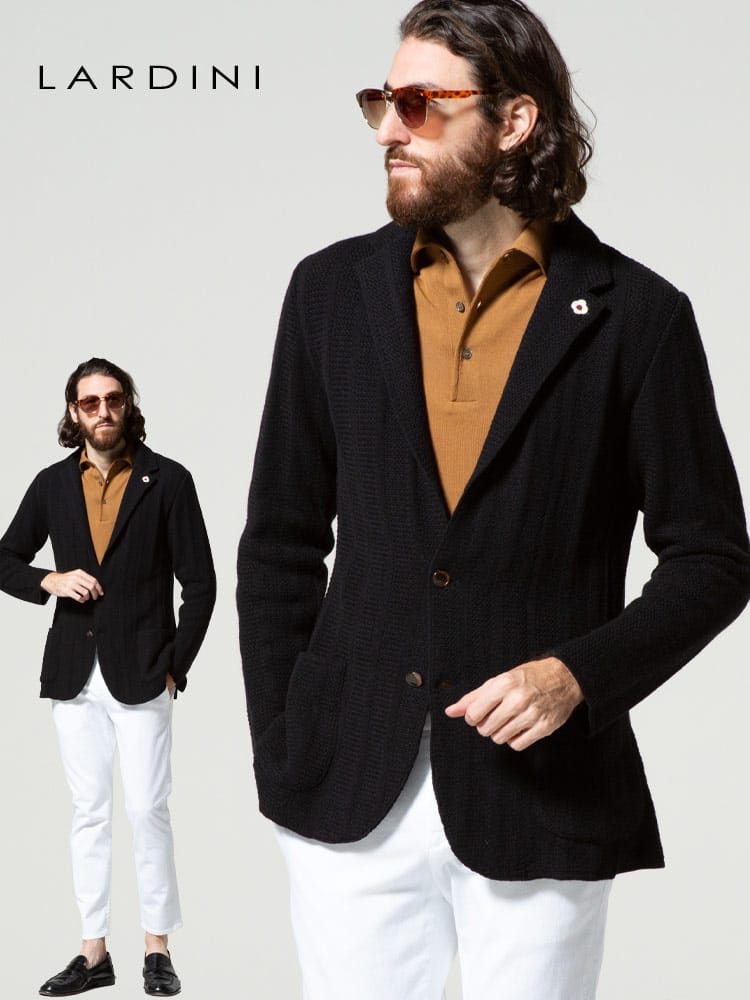 LARDINI (ラルディーニ) カシミヤ混 シングル 2ツ釦 ニット ジャケット LDLJM56IP57006 ブランド