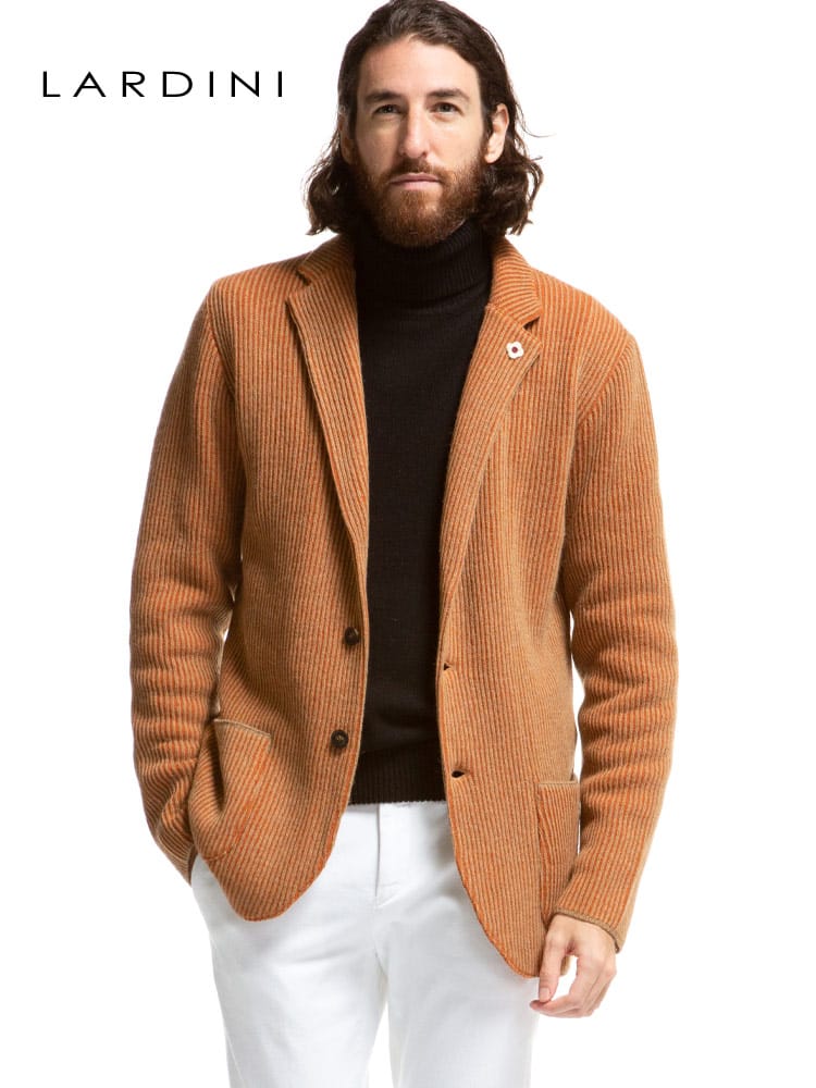 LARDINI (ラルディーニ) ストライプ シングル 2ツ釦 ニット ジャケット LDLJM70IP57004 ブランド