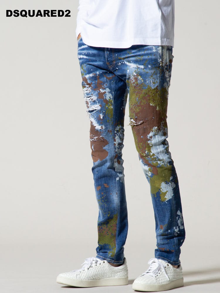 DSQUARED2 (ディースクエアード) ペイント ダメージ加工 ボタンフライ ジーンズ COOLGUY D2SLB0957S30342