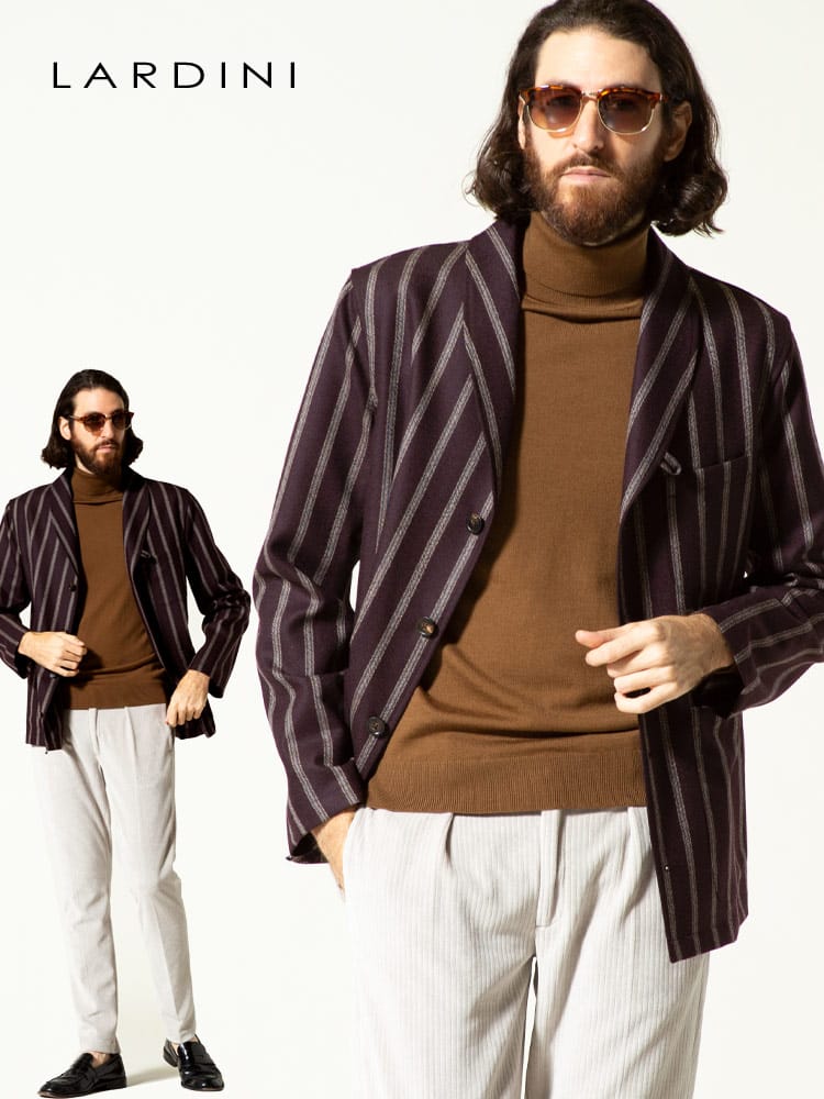 LARDINI (ラルディーニ) ストライプ シングル シャツジャケット LDNEVIOIPC1460 ブランド