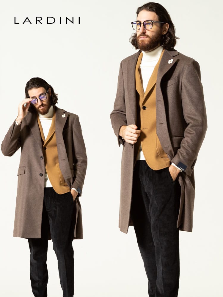 LARDINI (ラルディーニ) カシミヤ100％ 無地 シングル チェスターコート LD23648RP57699 ブランド