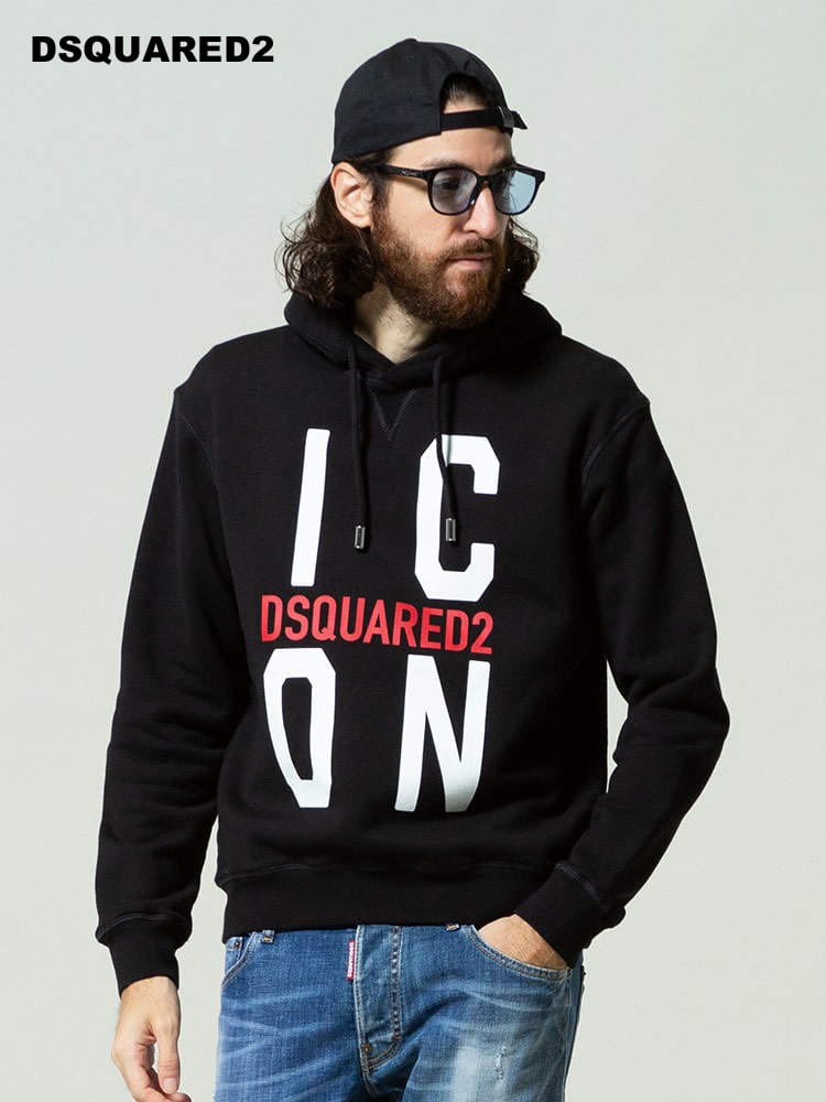 DSQUARED2 (ディースクエアード) 裏起毛 ICONプリント プルオーバー パーカー BIG ICON D2GU0034S25042 メンズ スウェット