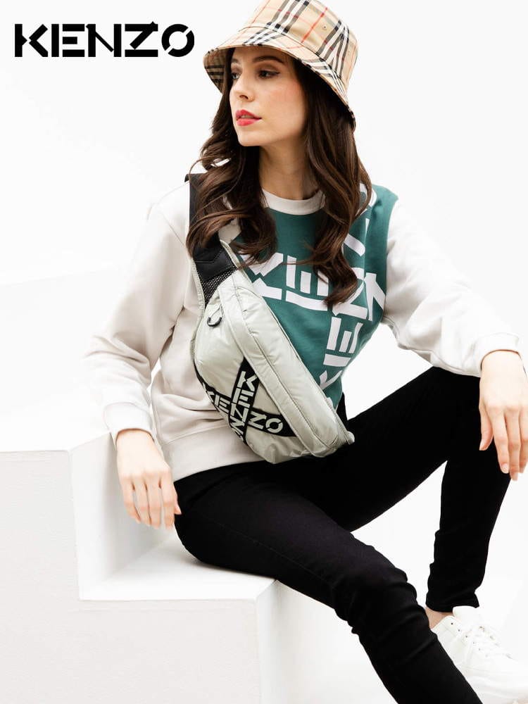KENZO ケンゾー 切り替え ロゴ クルーネック トレーナー ブランド レディース トップス スウェット KZLFB62SW6344MS ロゴ
