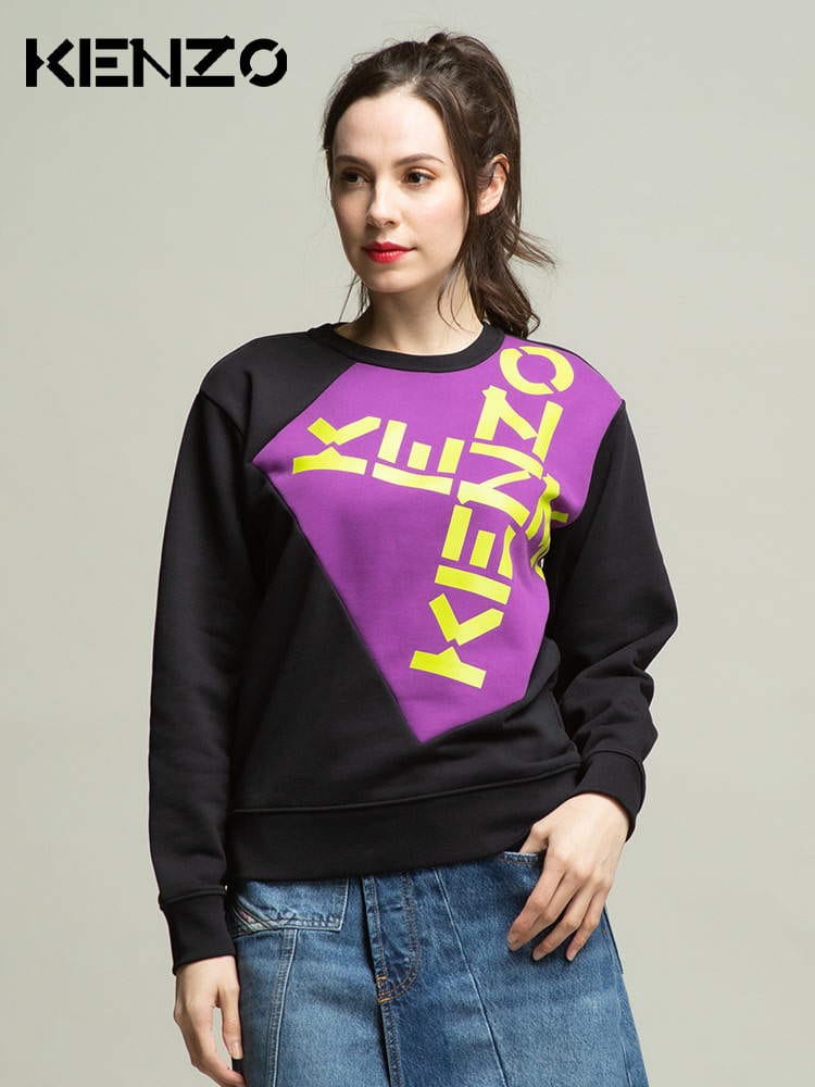 KENZO ケンゾー 切り替え ロゴ クルーネック トレーナー ブランド レディース トップス スウェット KZLFB62SW6344MS ロゴ