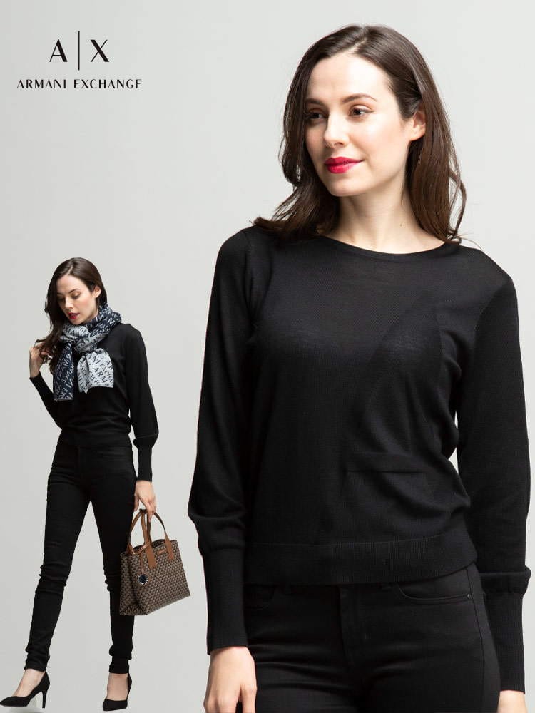 ARMANI EXCHANGE アルマーニ エクスチェンジ ウール クルーネック ニット プルオーバー ブランド レディース トップス セーター AEL8NYM4LYMH4Z