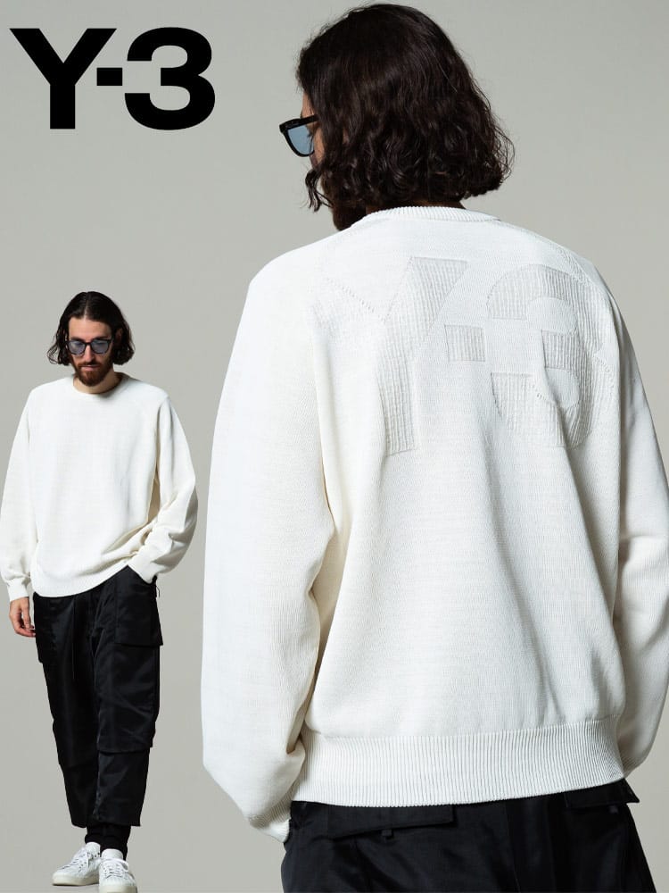 Y-3 ワイスリー コットン バックロゴ クルーネック ニット ブランド メンズ トップス ニット セーター Y3GV4215