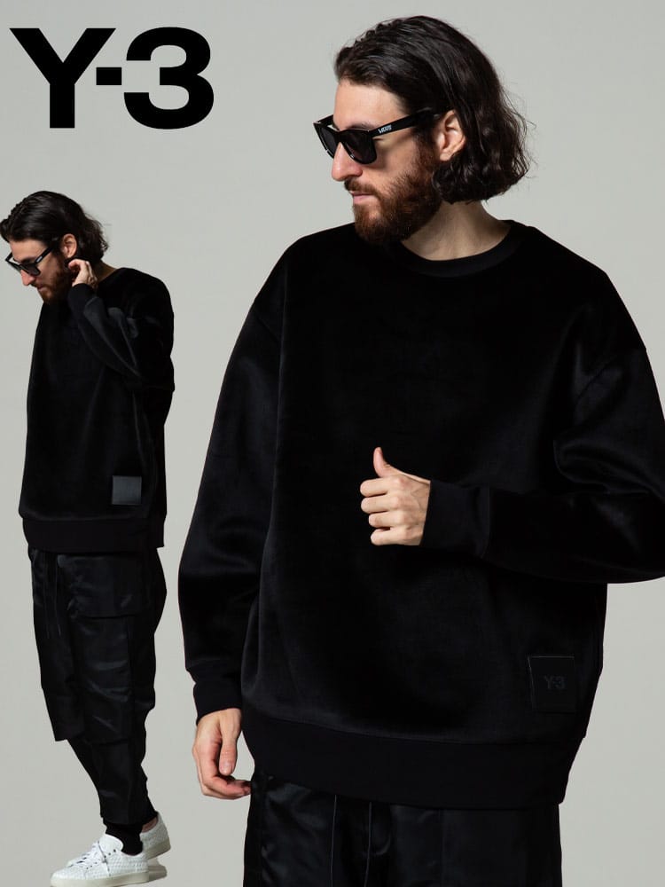 Y-3 ワイスリー 裾ロゴ ベルベット スウェット クルーネック トレーナー SQUARE VELVET SPACER ブランド メンズ トップス Y3HB3339
