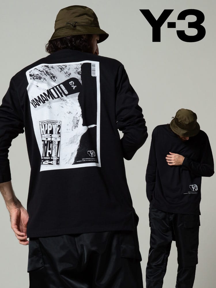 Y-3 ワイスリー 綿100％ クルーネック 長袖 Tシャツ ZINE PAGE ブランド メンズ トップス ロンT Y3HF7071
