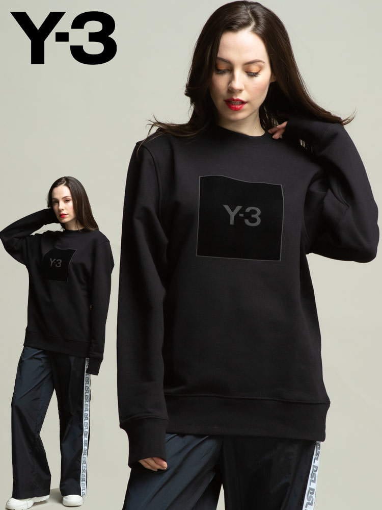 Y-3 ワイスリー スクエアロゴ クルーネック トレーナー ブランド レディース トップス スウェット YOHJI YAMAMOTO ヨウジヤマモト Y3LHB3324 ロゴ