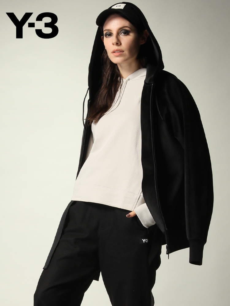 Y-3 ワイスリー スクエアロゴ ベルベット フルジップ パーカー ブランド レディース トップス YOHJI YAMAMOTO ヨウジヤマモト Y3LHB3341 ロゴ