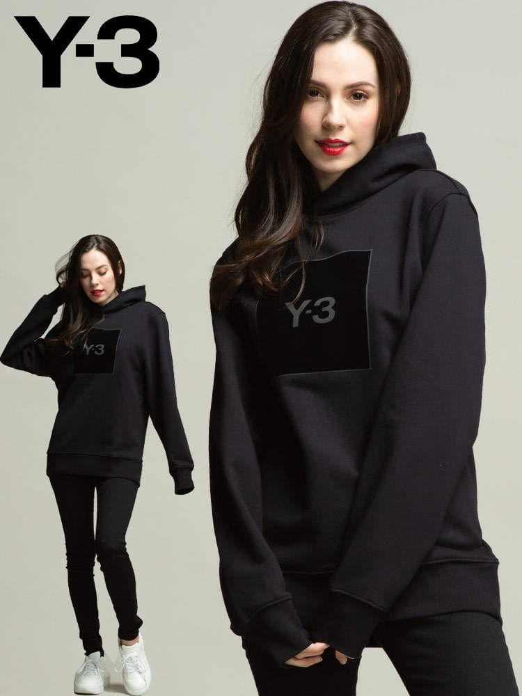 Y-3 ワイスリー スクエアロゴ プルオーバー パーカー ブランド レディース トップス スウェット YOHJI YAMAMOTO ヨウジヤマモト Y3LHB3322 ロゴ