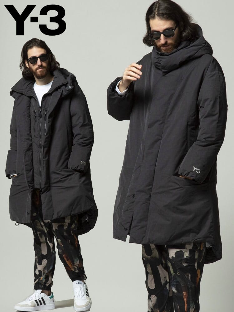 Y-3 (ワイスリー) フード スタンド フルジップ ダウンジャケット M CH2 SUEDED POLY DOWN JACKET Y3HB3335